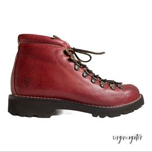 Frye Archie Cognac Leather Vibram Sole Hiking Boots